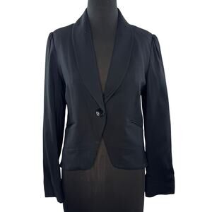 Comptoir Des Cotonniers Black Blazer Shawl Lapel Single Breasted Casual Size 38